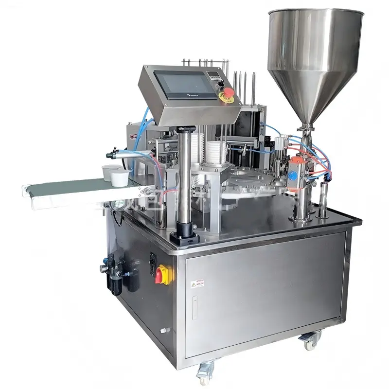Two-cavity rotary filling and sealing machine