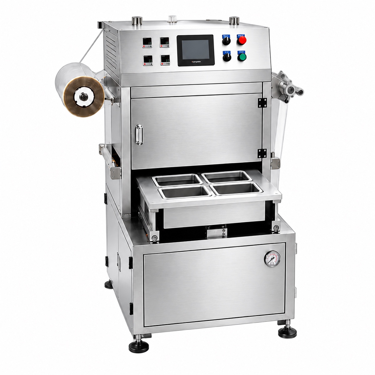 Vertical MAP cup and tray sealing machine